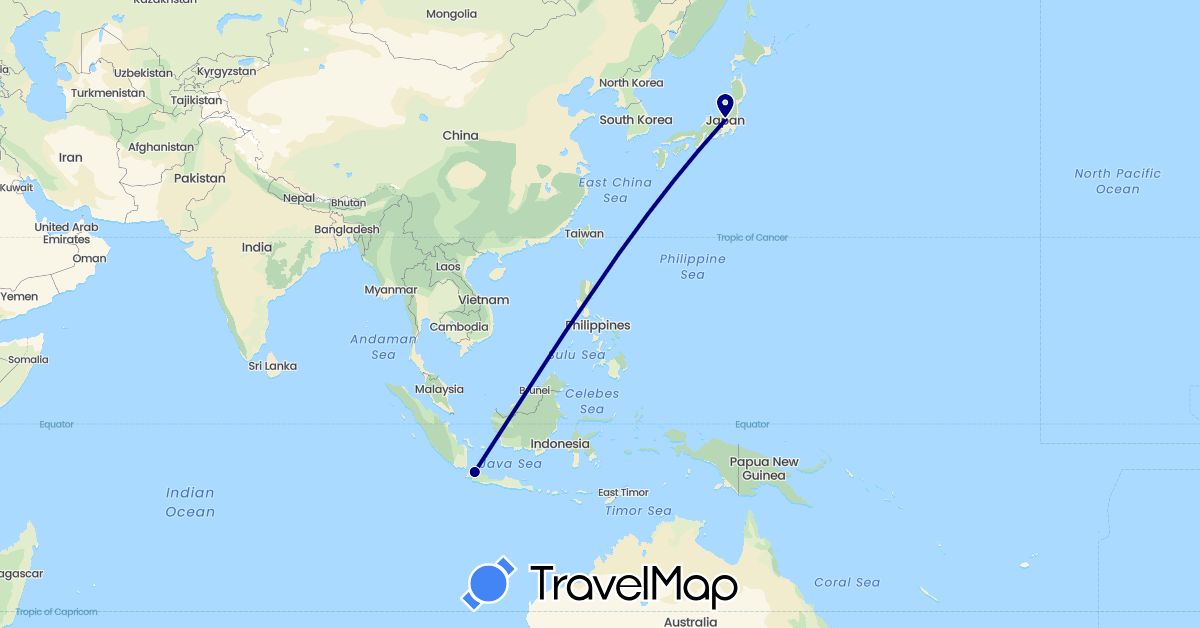 TravelMap itinerary: driving in Indonesia, Japan (Asia)